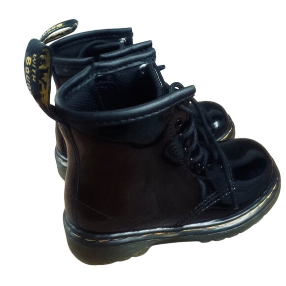 Dr. Martens 1460T -SIZE 8 Kids Unisex Black Combat Side Zipper Boots - Picture 4 of 9